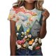 thumbnail image 1 of Tops de Ajuste Suelto para las Mujeres Sudadera Casual Impresa Manga Corta Cuello Redondo Superior, Poliéster, 1 of 5