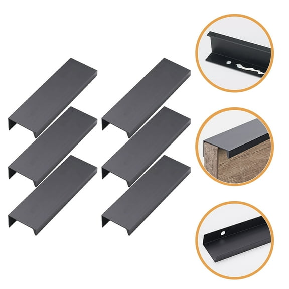 Worgeous Kitchen Cabinet Handles Modern Style Black Aluminum 6pcs