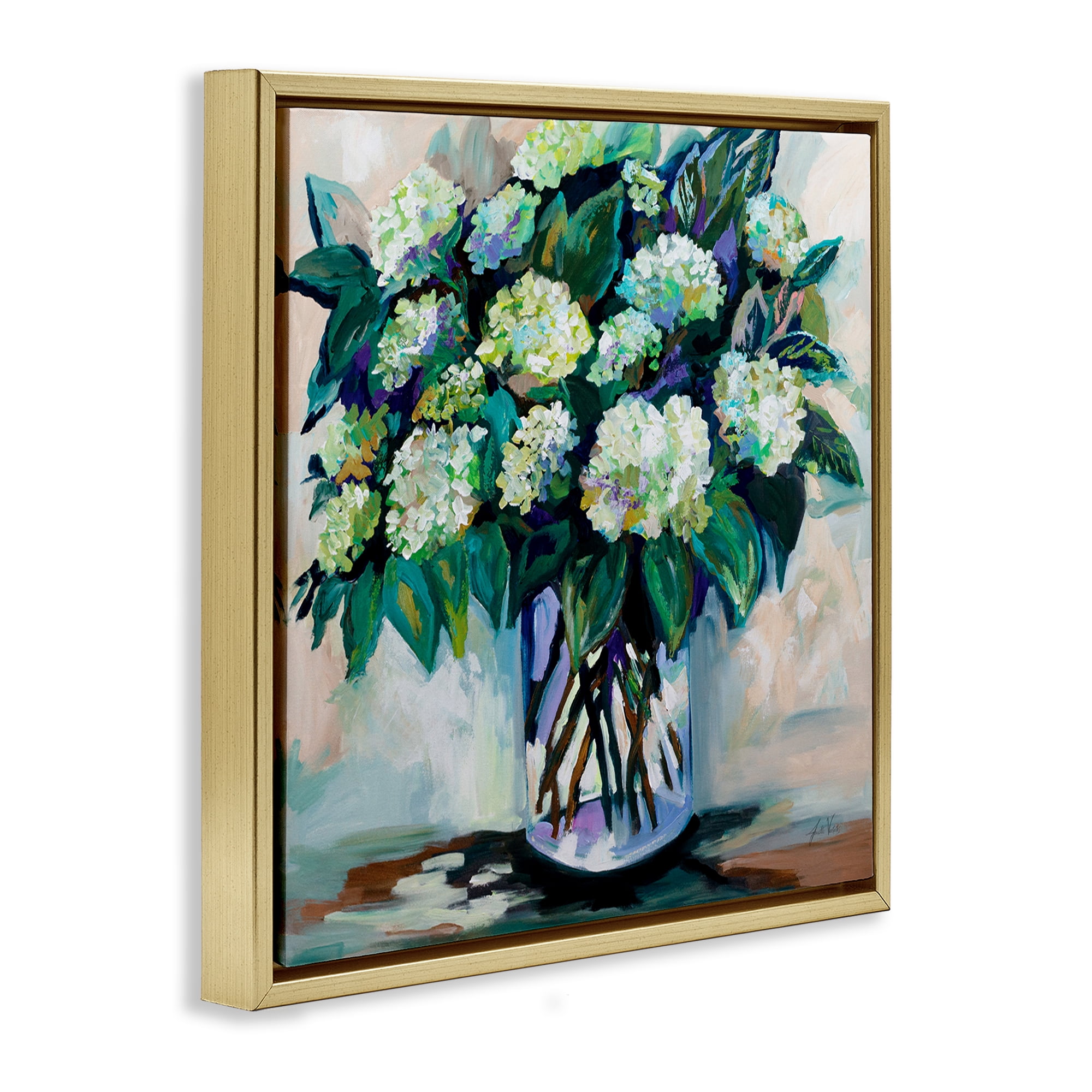 Stupell Industries Full Jaimes Bouquet Botanical & Floral Painting Gold Floater Framed Art Print Wall Art, 25 x 25