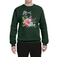 thumbnail image 2 of Wild Bobby, Cute Hearts and Flowers Blessed, Inspirational/Christian, Unisex Crewneck Graphic Sweatshirt, Forest Green, Large, 2 of 3