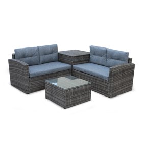 Clearance Beige Wicker Patio Furniture Sets 2019 Upgrade 4 Piece