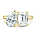 thumbnail image 2 of ESTE ORIGIN 4Ct Toi Et Moi Ring - Pear & Emerald Cut Lab-Grown Diamond Engagement Ring in 14K Yellow Gold Two Stone Ring for Women, US 10., 2 of 9