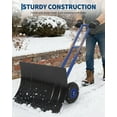 thumbnail image 7 of Lumiparty Snow Shovel with Wheels, Heavy Duty Double Rod Wheeled Snow Pusher with 29"W X 19.8"H Metal Blade, Angle & Height Adjustable Handle for Driveway Sidewalk Yard, Blue, 7 of 7