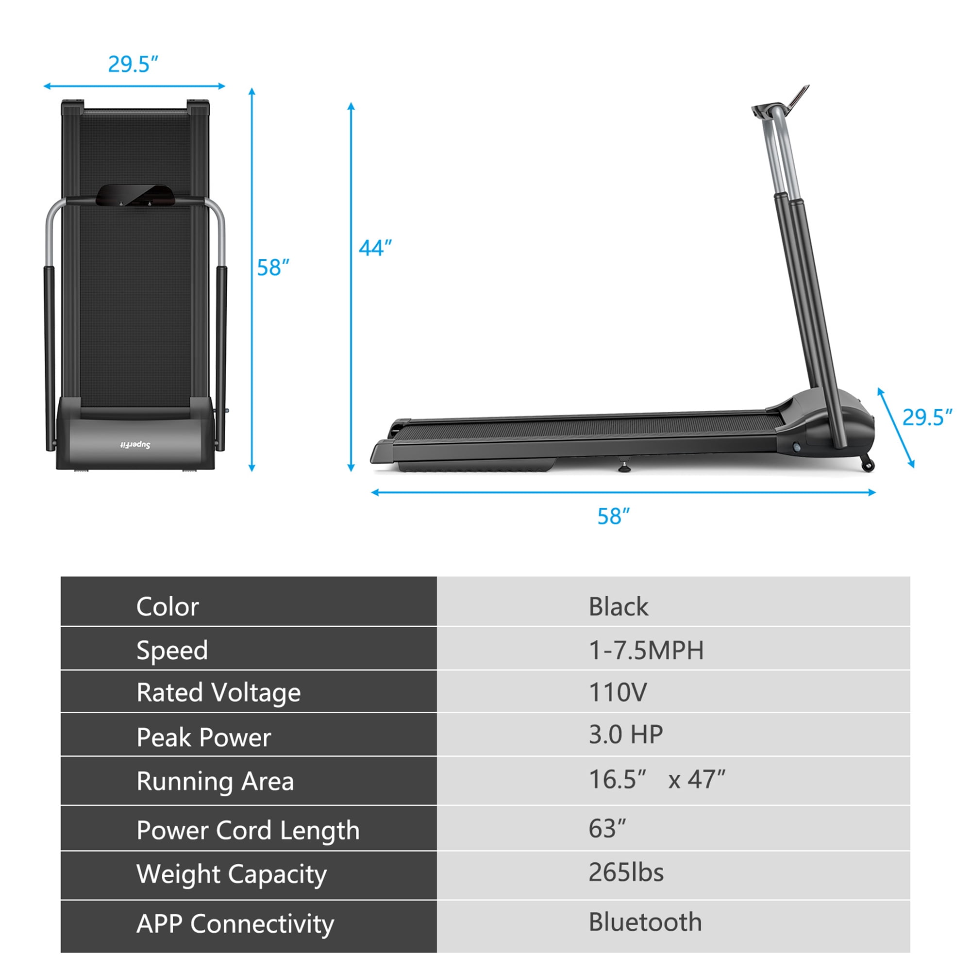 Gymax Folding Treadmill 3.0HP Electric Walking Running Machine w/ LED Touch Screen