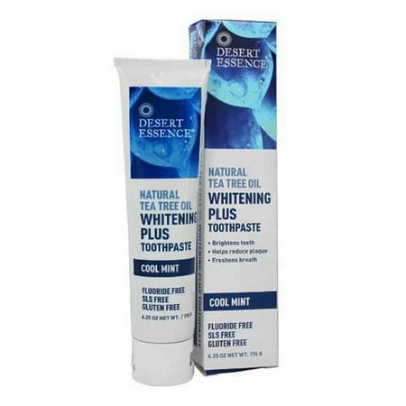 Desert Essence Natural Tea Tree Oil Whitening Plus Toothpaste, Cool Mint, 6.25 Oz, 6 Pack
