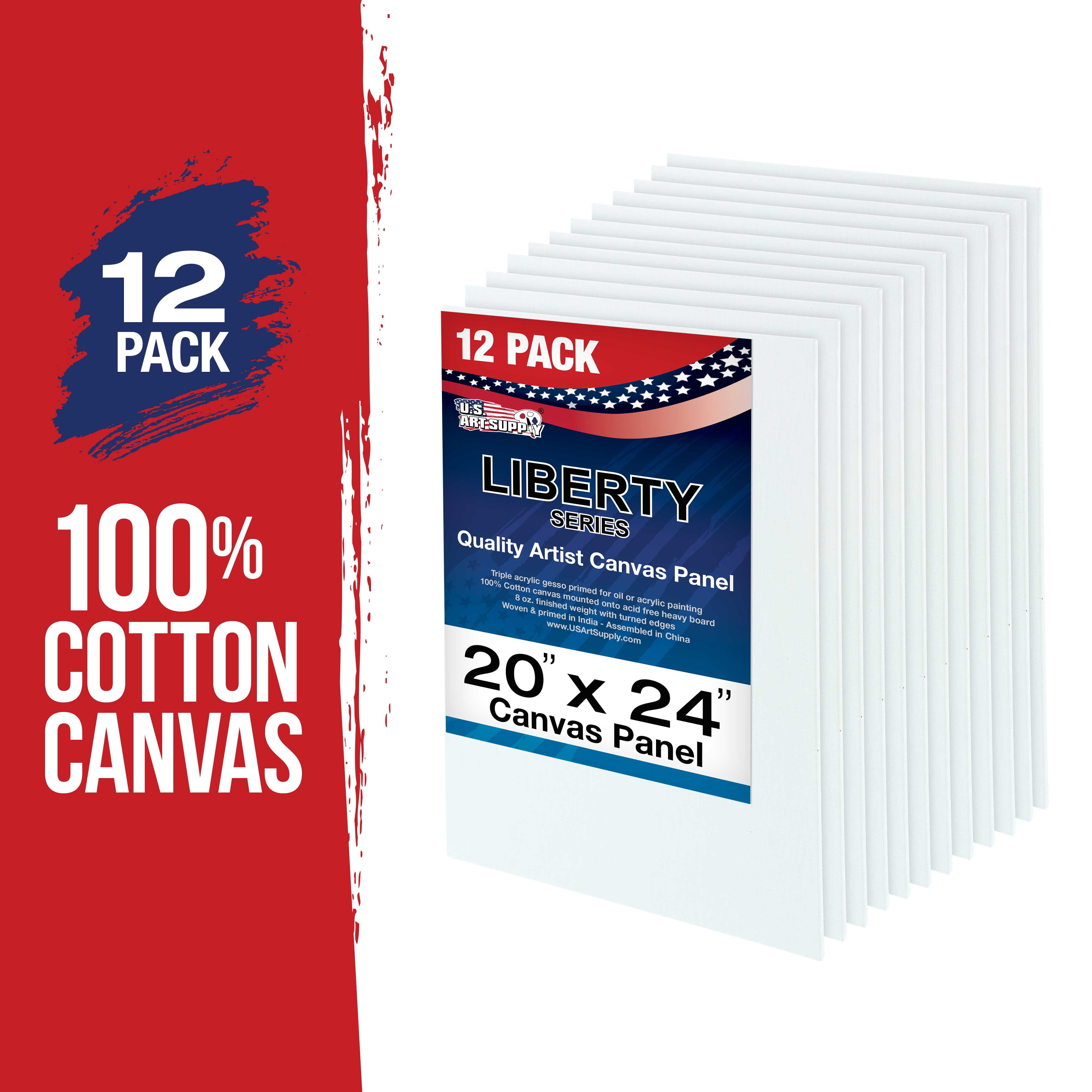 U.S. Art Supply 20 X 24 inch Professional Artist Quality Acid Free Canvas Panel Boards for Painting 12-Pack (1 Full Case of 12 Single Canvas Board Panels)
