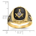 thumbnail image 2 of Auriga 10k Yellow Gold Men's Polished, Antiqued and Textured with Onyx Masonic Ring Size- 10, 2 of 6
