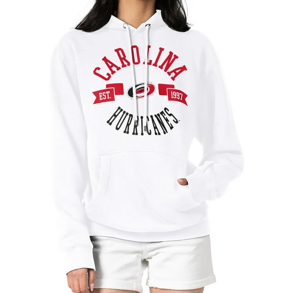 Women's G-III 4Her by Carl Banks White Carolina Hurricanes City Graphic Fleece Pullover Hoodie