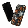 thumbnail image 3 of Halloween Ghost iPhone Case, Spooky Pumpkin & Autumn Flower Design Protective Cover, Cute Scary Aesthetic Phone Case for iPhone 16 15 14 13 12 11 Pro Max Plus Mini, 3 of 6