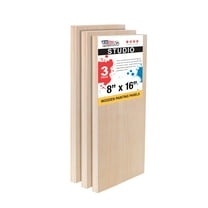 U.S. Art Supply 8" x 16" Birch Wood Paint Pouring Panel Boards, Studio 3/4" Deep Cradle (Pack of 3) - Artist Wooden Wall Canvases - Painting Mixed-Media Craft, Acrylic, Oil, Watercolor, Encaustic