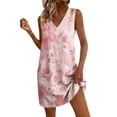 thumbnail image 3 of Womens Dresses Plus Size Sleeveless V-Neck Floral Printed Pockets Summer Women's Flowy Beach Vacation Outdoor Casual Loose Dresses, 3 of 8