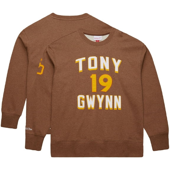 Men's Mitchell & Ness Tony Gwynn Brown San Diego Padres Legends Collection Vintage Logo Name & Number Fleece Pullover