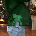 thumbnail image 5 of Wang6 Womens Whtie Graphic Sweatshirts Trendy Crew Neck Long Sleeve"Merry Christmas"Pullovers Casual Side Slit Hem Bow Tshirts Tops X_Dark Green S, 5 of 6