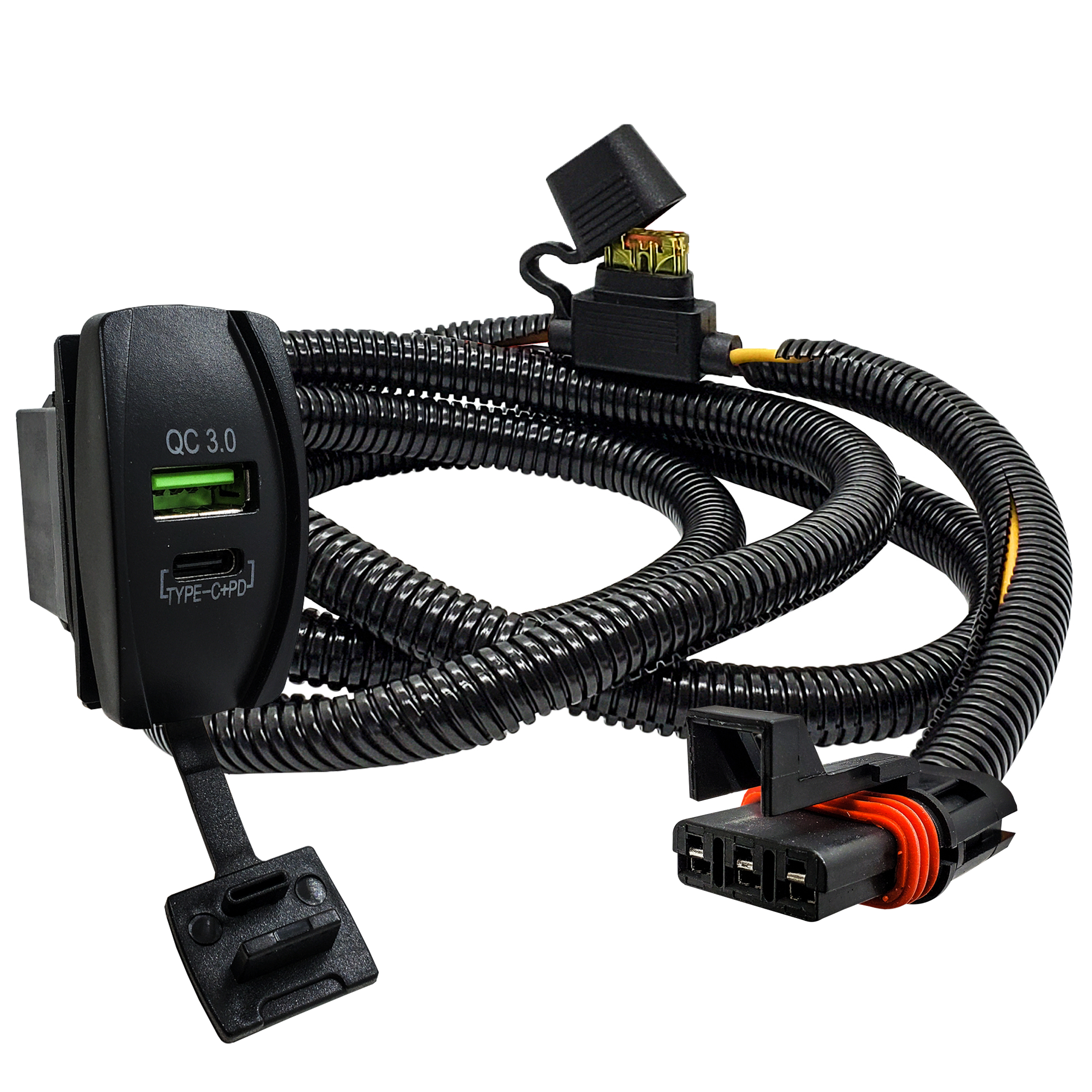 Polaris Dual USB 4.2A Fast Charger With Pulse Power Bar Plug Connector Rocker Style Switch Fuse 80206018 138691