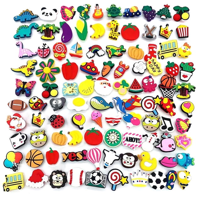 100 Pcs Unisexe-Adulte Décoration de Chaussures en PVC Colorée Différente pour Breloques de Chaussures Autres