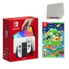 Nintendo Switch OLED Console White with Yoshi's Crafted World and Screen Cleaning Cloth