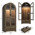 thumbnail image 4 of 71"H Arched Armoire Wardrobe Closet for Bedroom w/ Glass Door & LED Sensor Light, Wooden Wardrobe Closet Clothing Storage Cabinet w/1 Drawer & Hanging Rod, 4 of 10