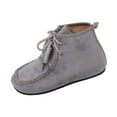 thumbnail image 2 of Willtoo Flat boots for Women Faux Suede Lace Up Ankle Boots Wide Round Toe Retro Style Street Footwear Flat Ankle Booties Gray, 2 of 6