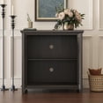 thumbnail image 3 of CQSXDA Modern Hollow-Carved Accent Cabinet with 2 Acrylic Mirrored Doors, MDF Sideboard for Living Room and Dining Storage, Dark Brown, 3 of 15