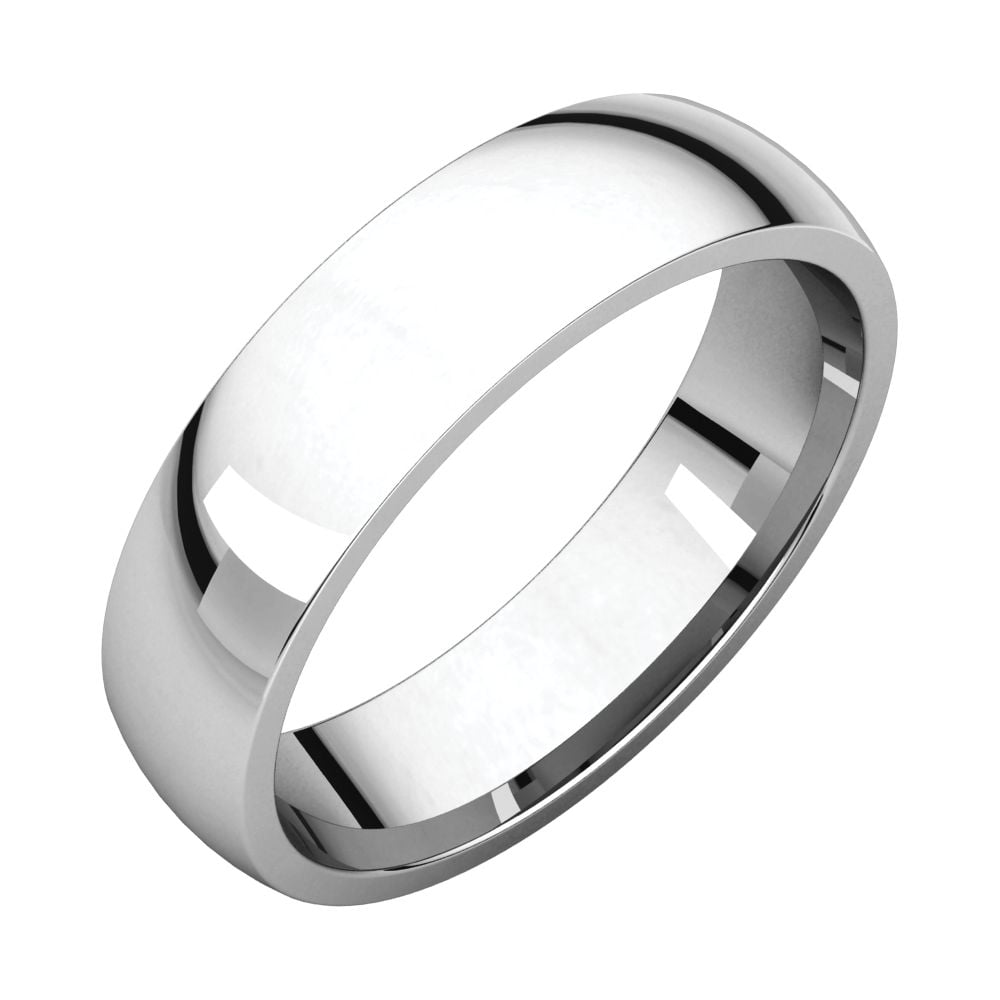 14K White Gold mens and womens plain wedding bands 5mm comfort-fit light