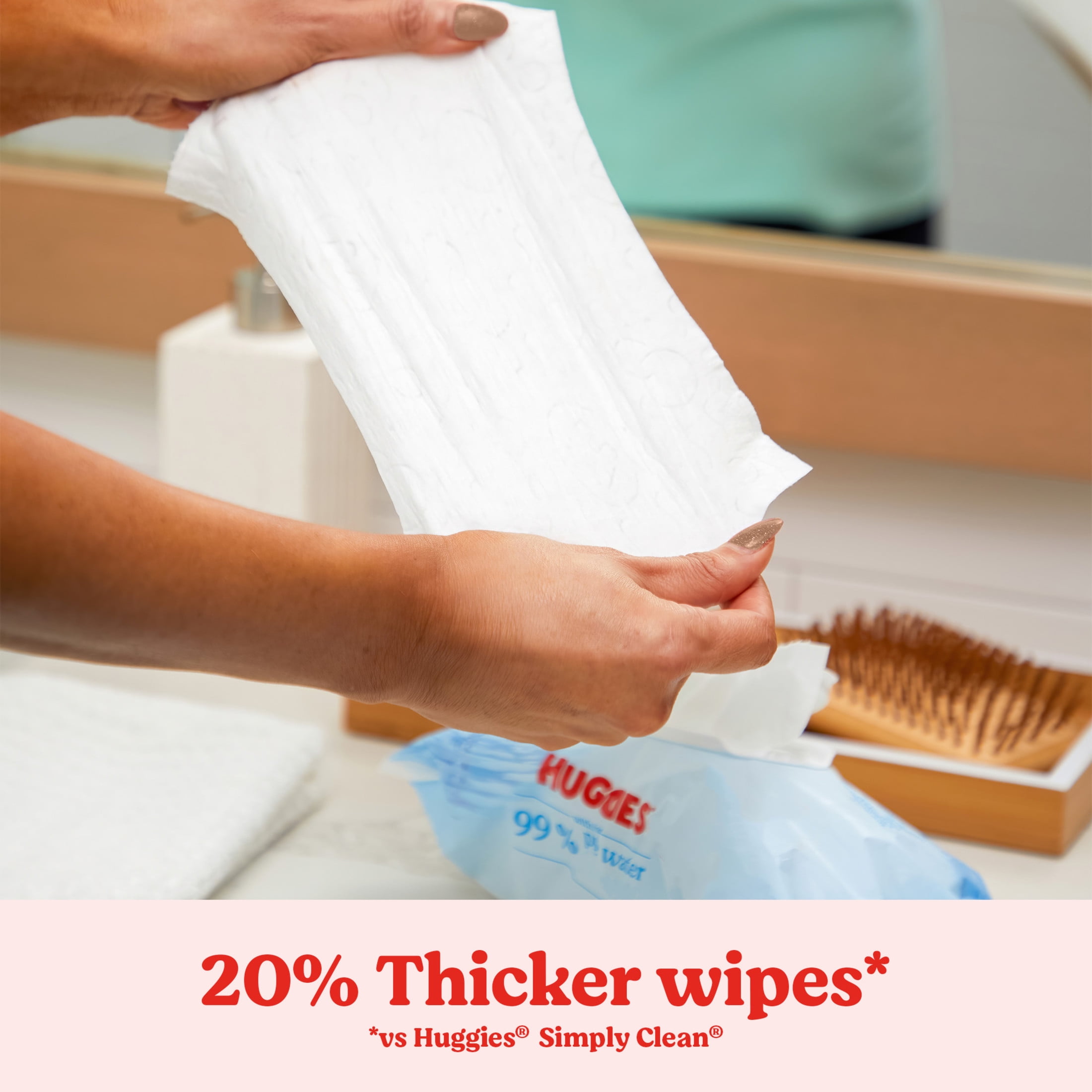 Huggies 99% Pure Water Unscented Wipes, 3 Flip-Top Packs, 168 Total Count