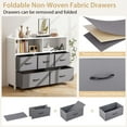 thumbnail image 6 of Costway 5-Drawer Dresser for Bedroom Chest of Drawers with 2 Large Fabric Bins White, 6 of 10