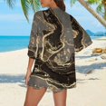 thumbnail image 5 of Aligament Women Chiffon Printed Cardigan Kimono Robe Tops Beach Bikini Cover up Blouse Summer Tops Black XL, 5 of 5
