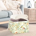 thumbnail image 3 of Yayeee Collapsible Cube Storage Bin with Lid Fabric Closet Decorative Basket with Handles, Green Floral Pattern, 3 of 7