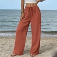 thumbnail image 6 of TARIENDY Wide Leg Pants for Women Baggy Palazzo Summer Casual Pant with Pockets Plus Size Elastic High Waist Linen Trousers with Drawstring L, 6 of 10