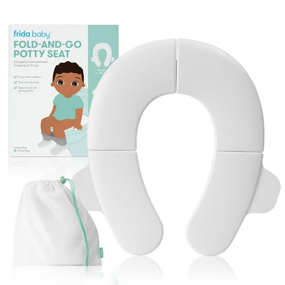 Frida Baby Fold and Go Potty Training Toilet Seat with Bag, Travel Potty Seat Solution