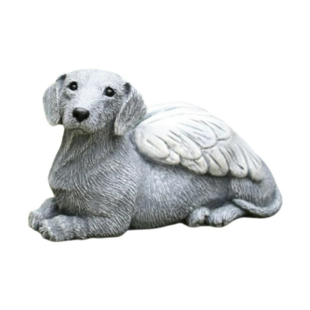 Estatua de perro ángel decorativa de resina creativa, adorno de animal para jardín. Estilo B