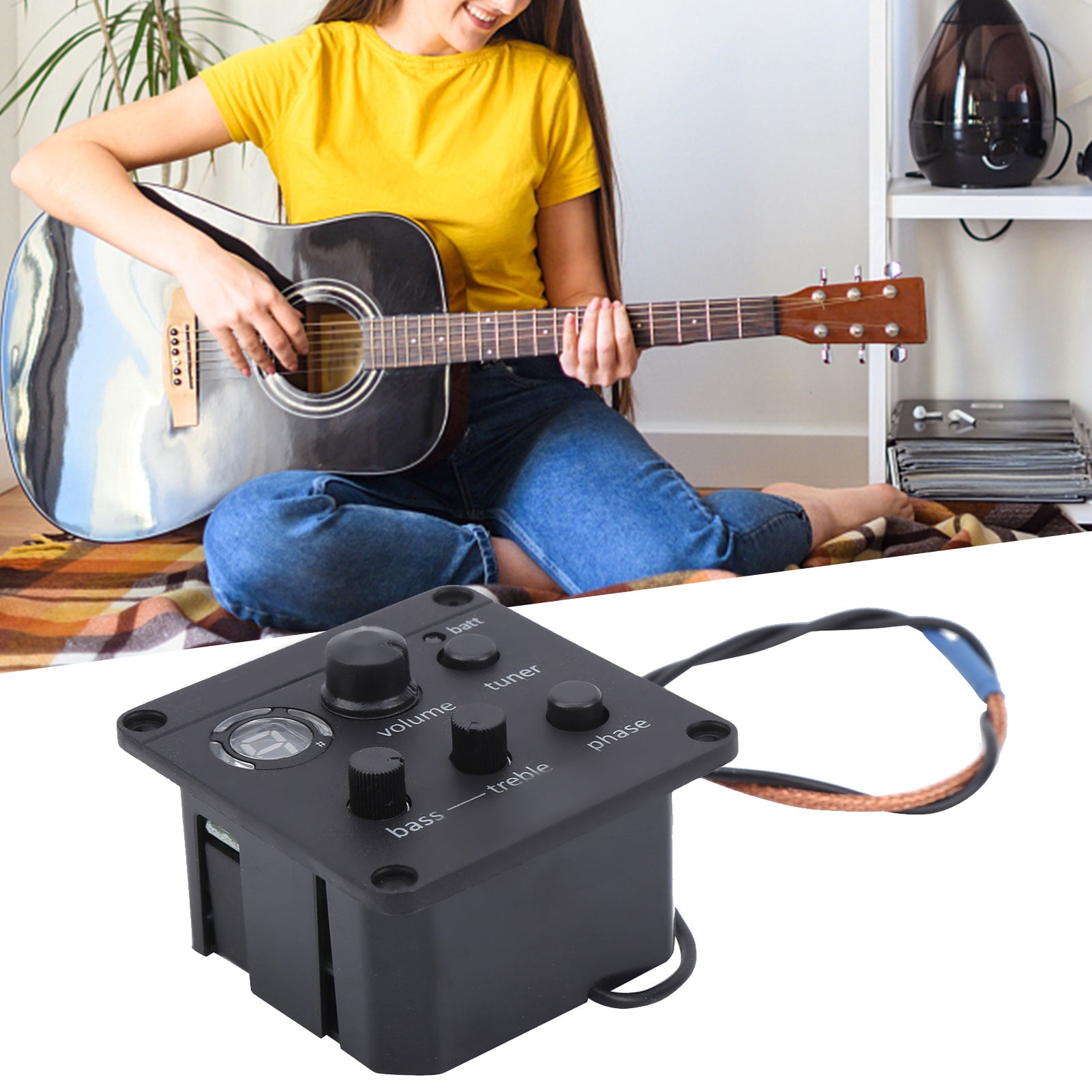 Onboard Guitar Preamp with EQ, Solder,Free Sonicore Pickup Compatible, 7,Segment LED Tuner