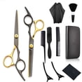 thumbnail image 1 of Tijeras de peluquero de acero inoxidable, juego de 6 pulgadas, tijeras de peluquería, suministros de belleza, tijeras planas, tijeras dentadas, tijeras de gama media, 1 of 6