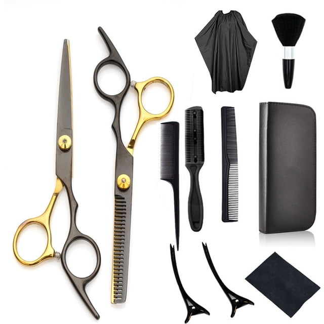 Tijeras de peluquero de acero inoxidable, juego de 6 pulgadas, tijeras de peluquería, suministros de belleza, tijeras planas, tijeras dentadas, tijeras de gama media