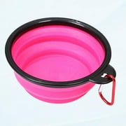 Collapsible pet bowl/travel silicone dog bowl/collapsible travel bowl/portable pet food bowl/cat water bowl/silicone (12 oz) (pink)