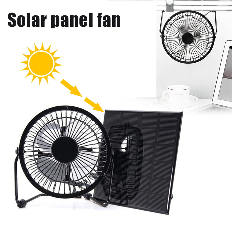 4/6/8'' USB Solar Panel Iron Fan Powered For Outdoor Home Cooling Ventilation ！ 