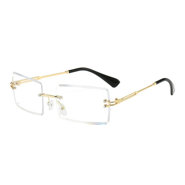 Gafas de sol rectangulares sin montura de moda para mujer y hombre Gafas cuadradas 400 Gafas unisex