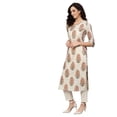 thumbnail image 3 of Yash Gallery Women's Cambric Cotton Floral Print Straight Kurta (Beige), 3 of 5