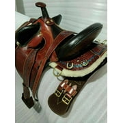 Barcoo Australian Hand Tooled Carved Australian Stock Horse Saddle Real Leather Australian Aussie Style Saddle with Complete Set