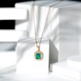 thumbnail image 4 of Rosec Jewels Vintage Inspired Lab Grown Emerald Pendant with Moissanite for Women - AAAA Grade, 18K Yellow Gold, 4 of 8