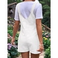 thumbnail image 6 of Women'S Summer Casual Bib Short Overalls Loose Linen Jumpsuit Beach Outfits Travel Vacation Clothes White L, 6 of 7