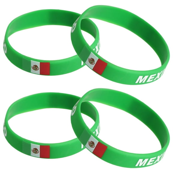 Raindrops 4Pcs National Flag Silicone Wristbands Assorted Colors Rubber Bracelets for Football Fans