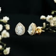 thumbnail image 4 of Rosec Jewels Pear Shape Moissanite Halo Stud Earrings - D Color VS1 Clarity, 10K Yellow Gold, 4 of 9