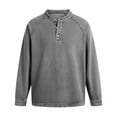 thumbnail image 4 of Afdoent Men's Polo Shirts Timeless Washed Long Sleeve Shirt For With Classic Crew Neck And Button Placket Vacation Beach Shirts, 4 of 4