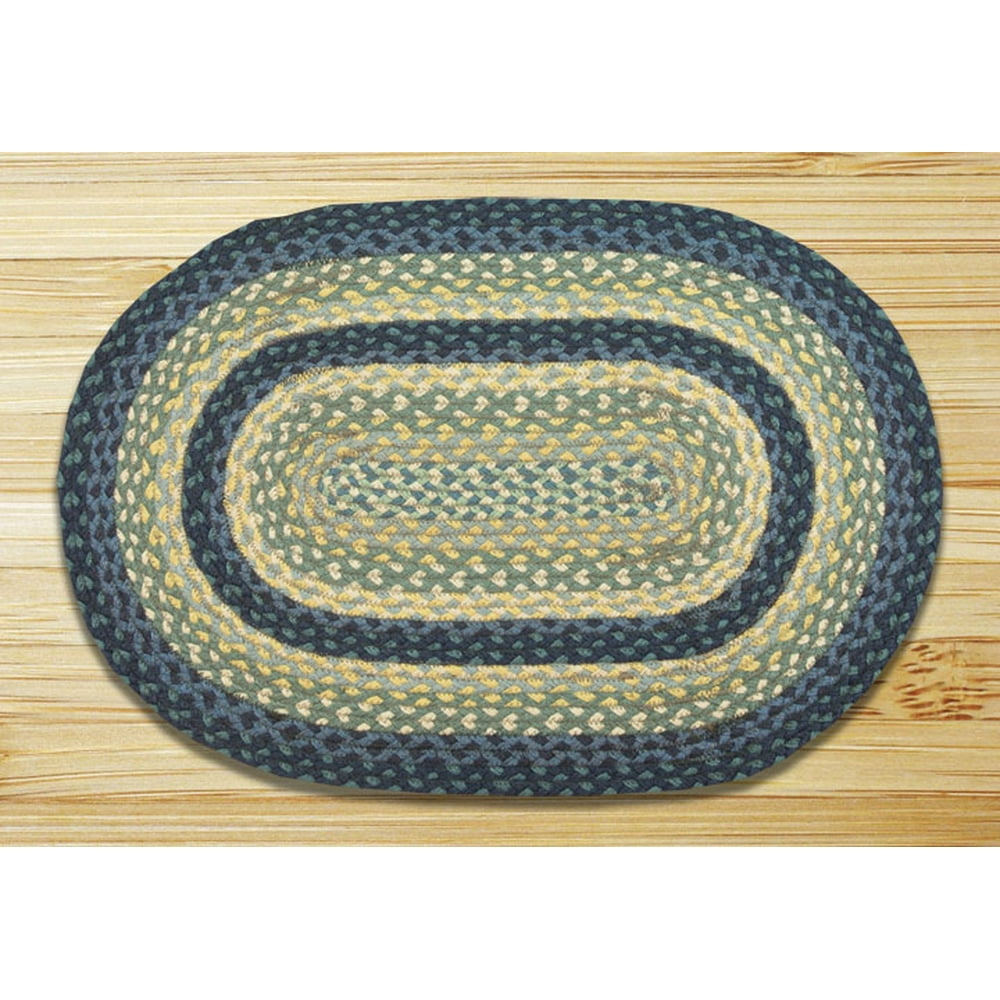 Earth Rugs C362 Breezy Blue / Taupe / Ivory Oval Braided Rug 5 Feet x