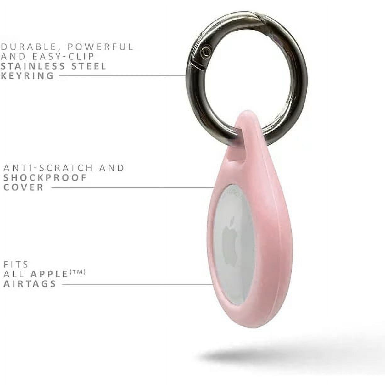 AirTag Silicone Holder (Light Holder - by with Pink) Air AirTag Clip, Tag Keychain Carabiner Case