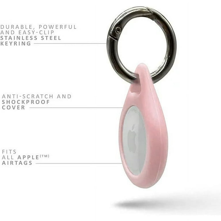 Silicone Holder by Clip, (Light Air - Holder Pink) AirTag Case Tag Keychain AirTag Carabiner with