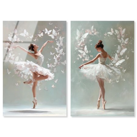Blush Pink Ballet Reverie 2 Panel Set Acrylic Print Glam Wall Art by Art Remedy, Ready to Hang, 10 x 15