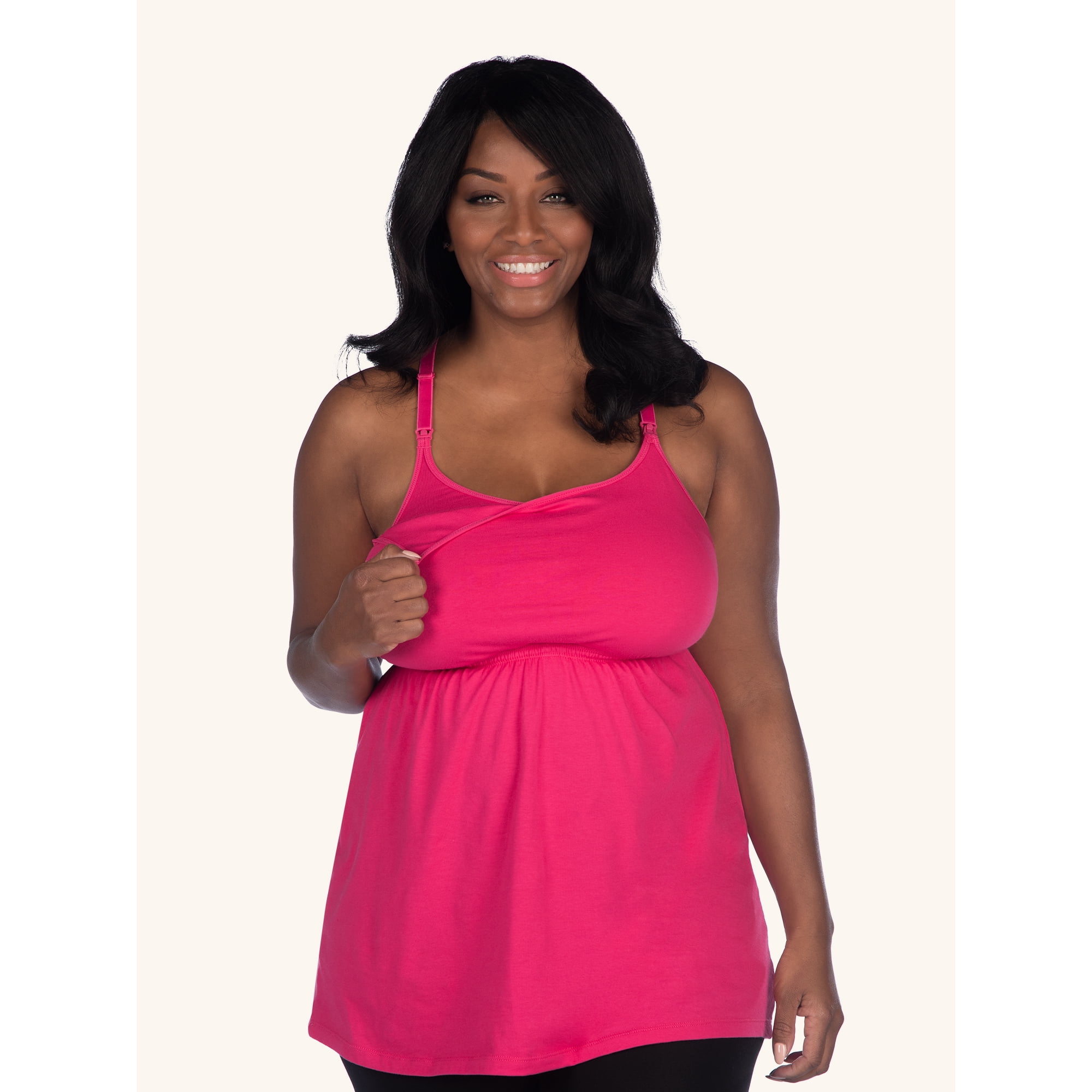 Leading Lady, Nursing Tank, Built in Nursing Bra, Lace Racerback Cami, Nursing Clips, Breastfeeding or Pumping, Breathable Cotton (Women's)