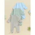 thumbnail image 4 of Bagilaanoe 3 Packs Newborn Footed Jumpsuit Baby Girls Boys Long Sleeve One-pieces 3M 6M Infant Romper Casual Clothing, 4 of 8